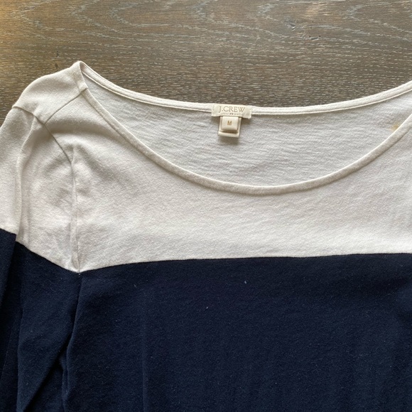 2/$30 J. Crew navy and white color block t shirt medium - Picture 3 of 4